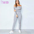 Lorren Black off Shoulder Striped Jumper Loungewear Set